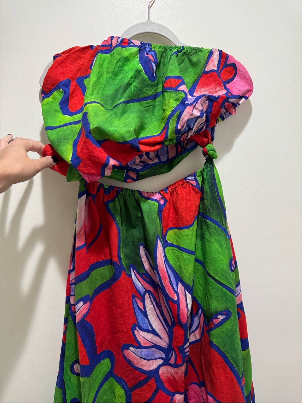Farm Rio One Shoulder Open Waist Tropical Bunch Midi Dress Linen Blend Size M - Picture 3 of 13